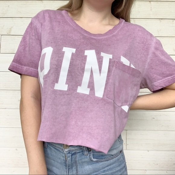 PINK Victoria's Secret Tops - VS Pink Logo Tee Custom Crop Top
